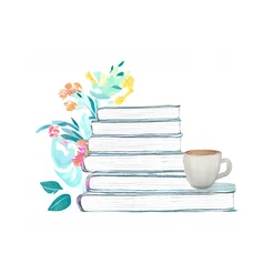 Free book club clipart of books and coffee